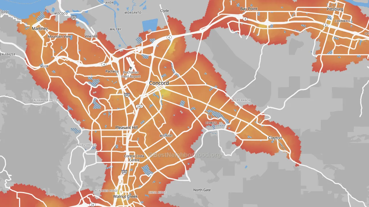 Transit Grade map of Concord, CA