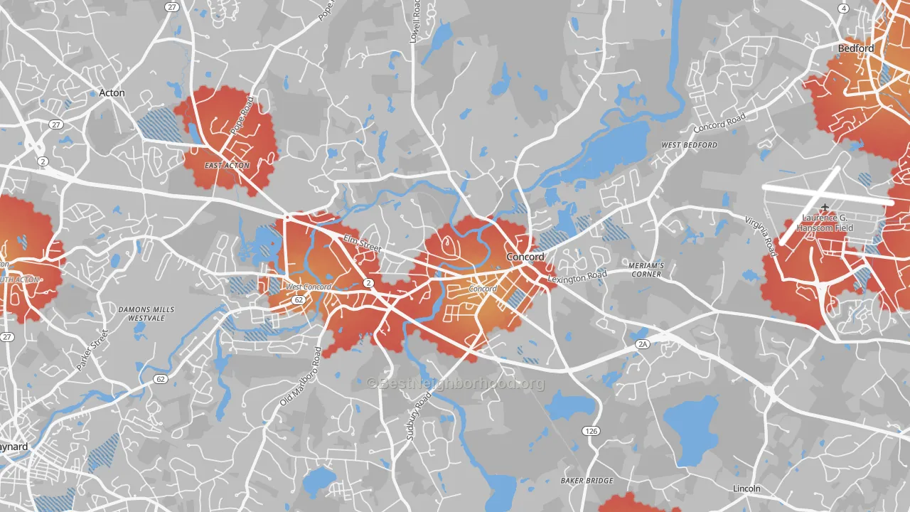 Transit Grade map of Concord, MA