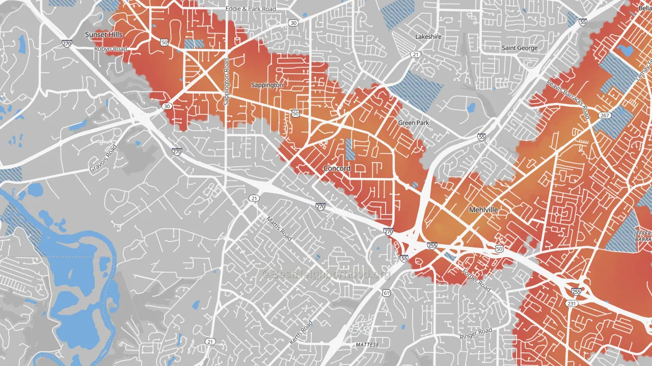 Transit Grade map of Concord, MO
