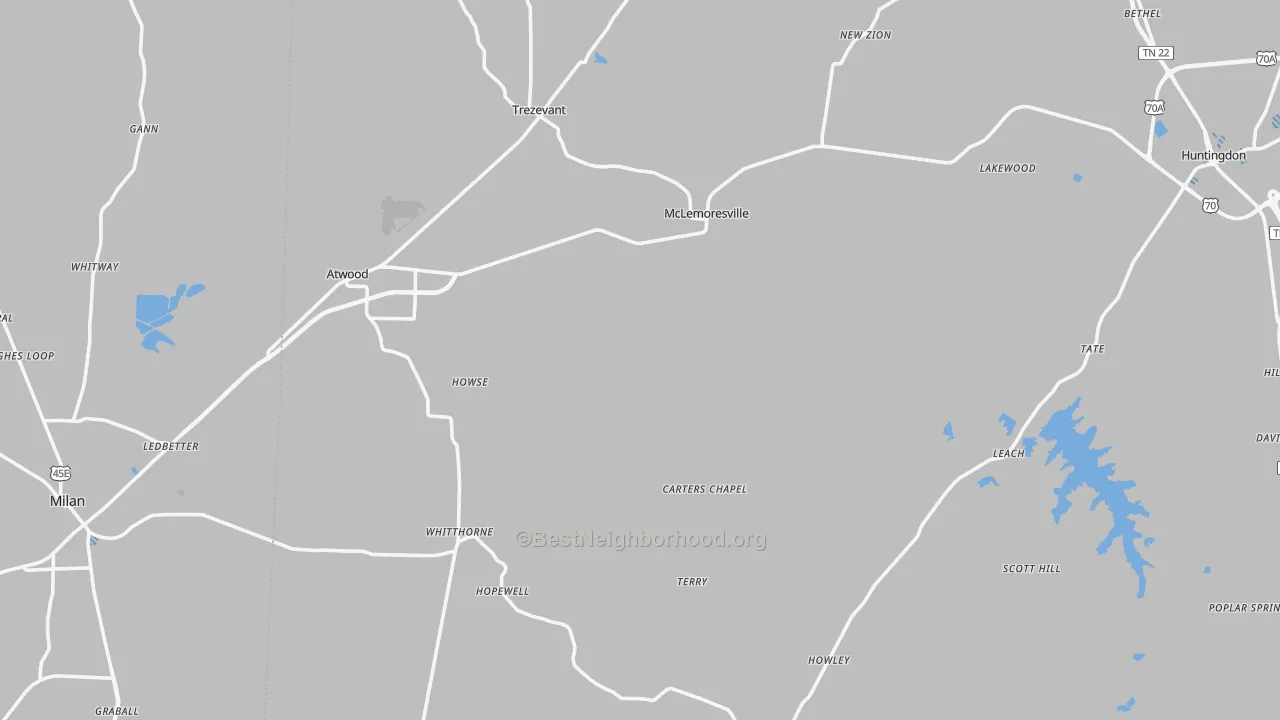 Transit Grade map of Concord, TN