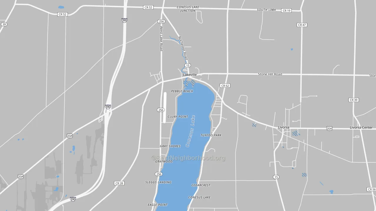 Transit Grade map of Conesus Lake, NY