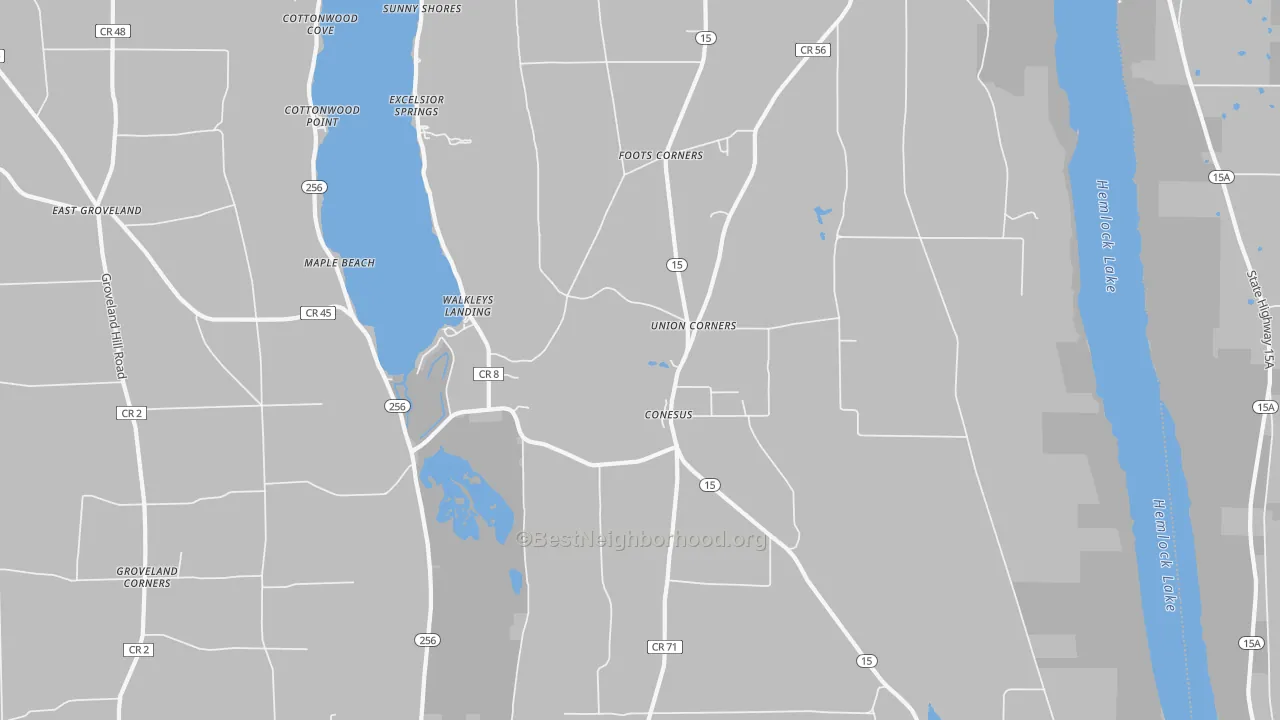 Transit Grade map of Conesus, NY