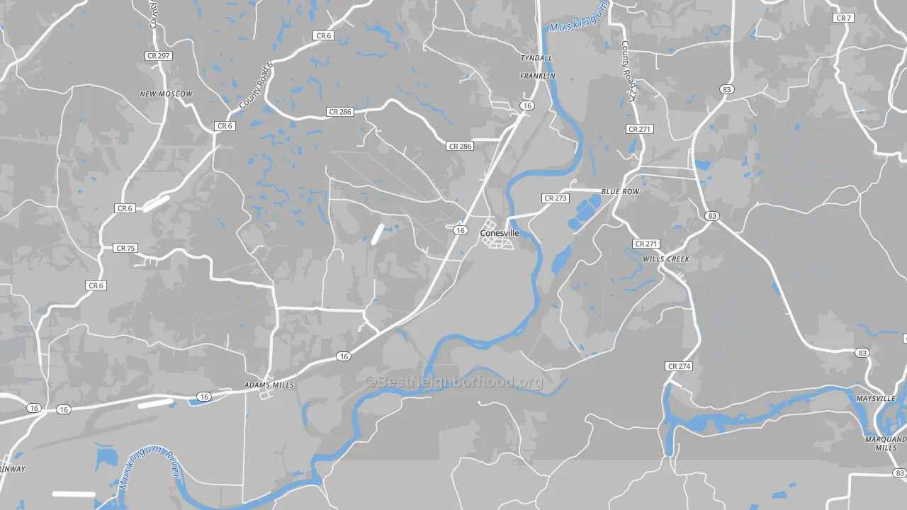 Transit Grade map of Conesville, OH