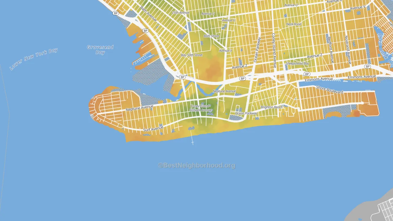 Transit Grade map of Coney Island, Brooklyn, NY