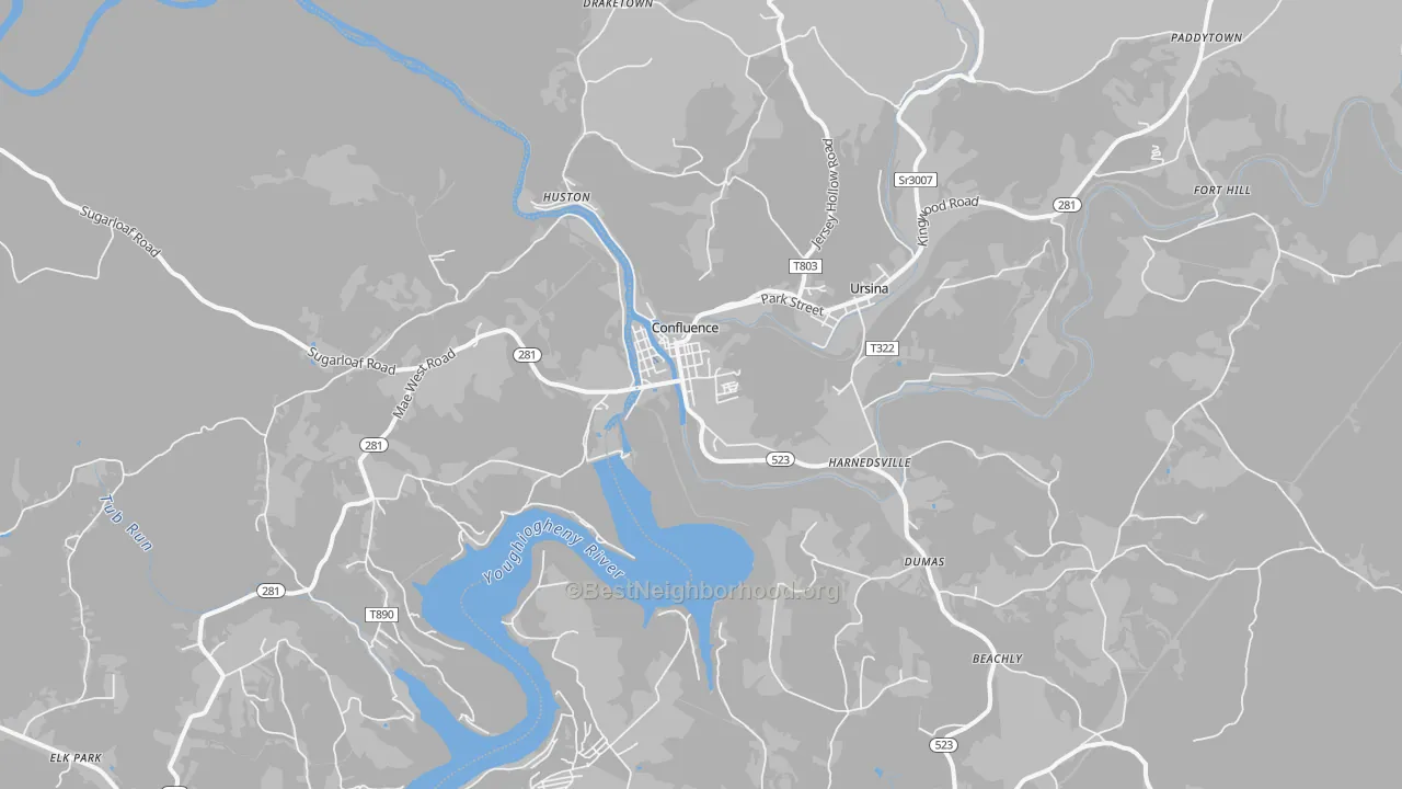 Transit Grade map of Confluence, PA