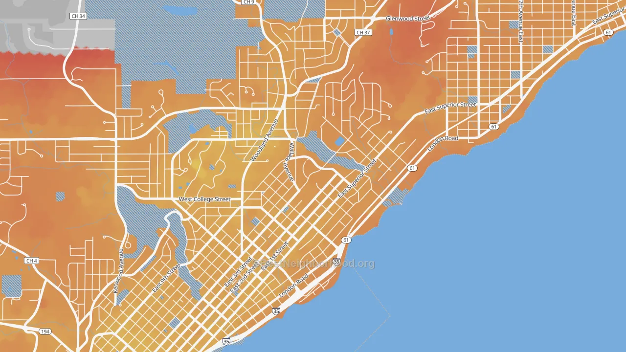 Transit Grade map of Congdon Park, Duluth, MN