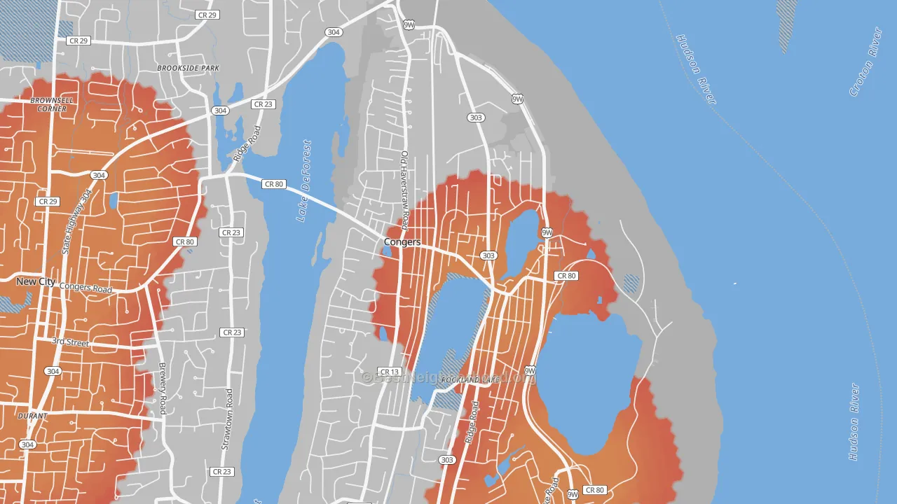 Transit Grade map of Congers, NY