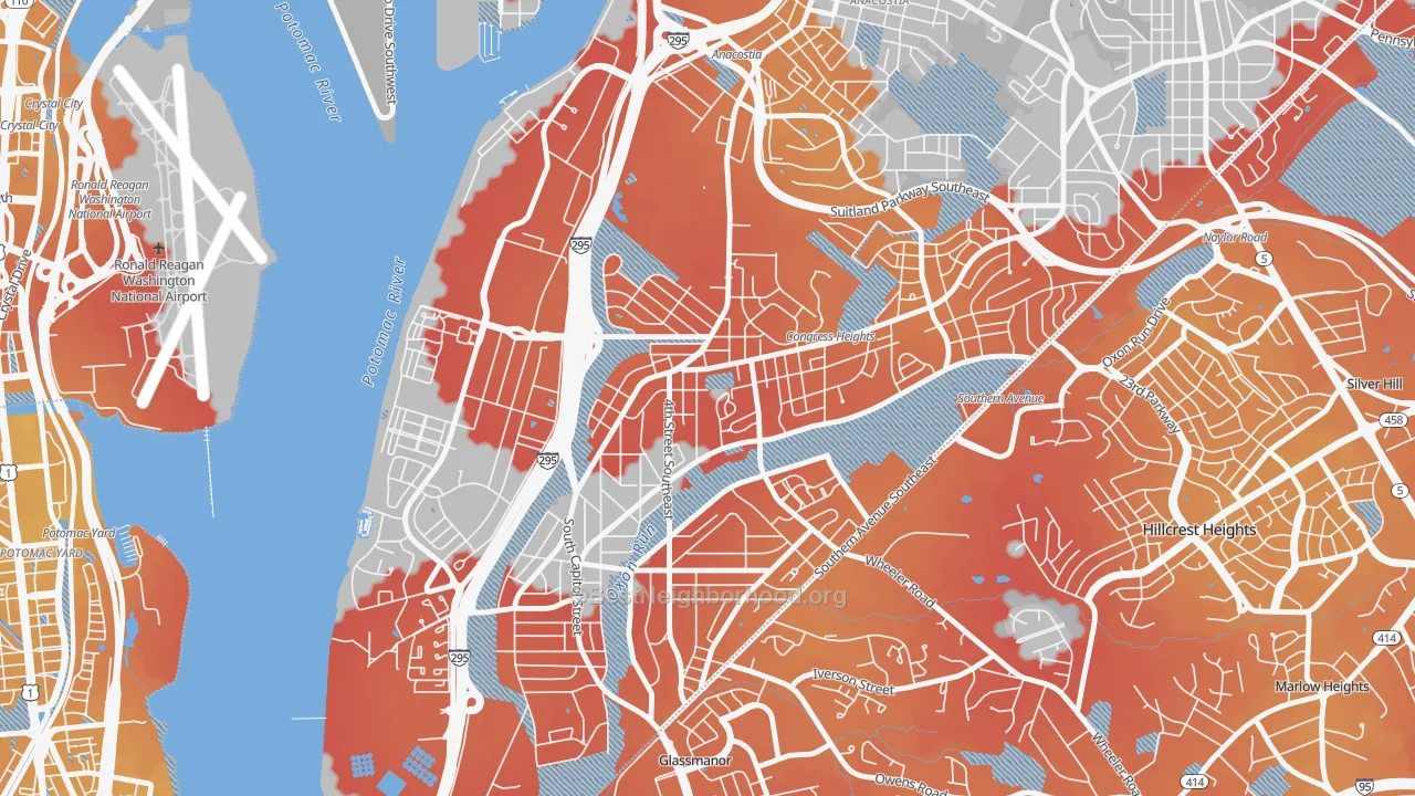 Transit Grade map of Congress Heights, Washington, DC