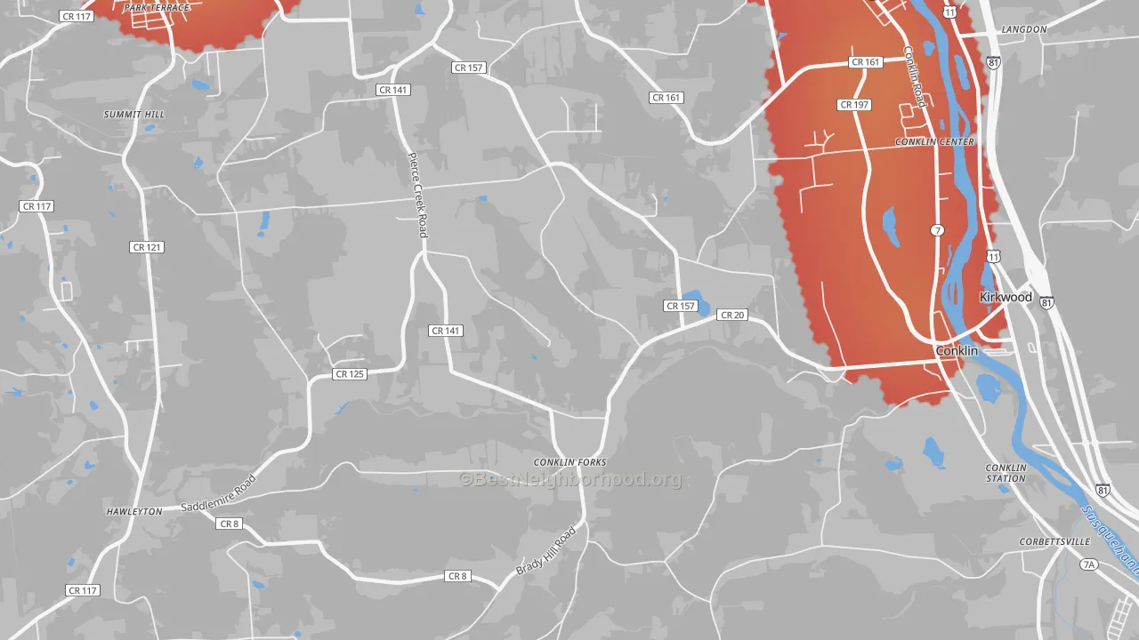 Transit Grade map of Conklin Forks, NY