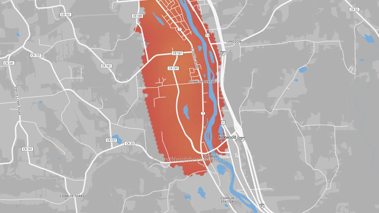 Transit Grade map of Conklin, NY