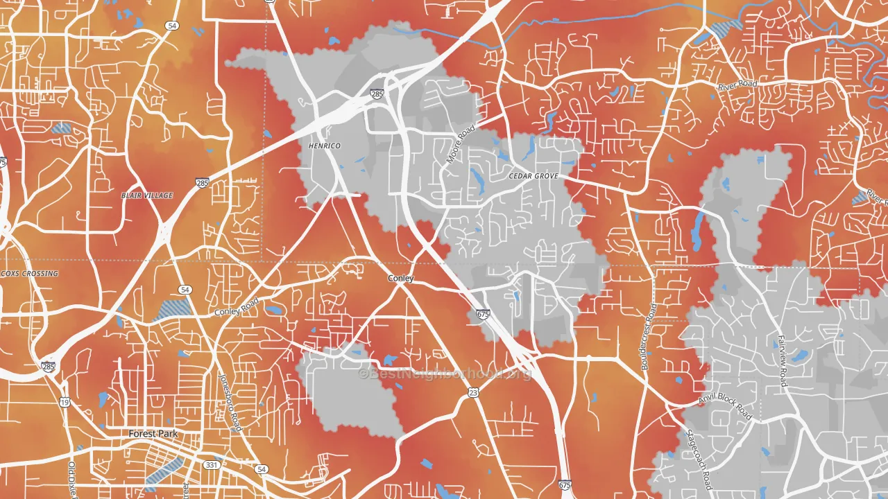 Transit Grade map of Conley, GA
