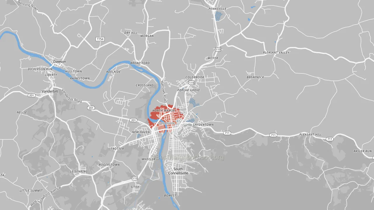 Transit Grade map of Connellsville, PA