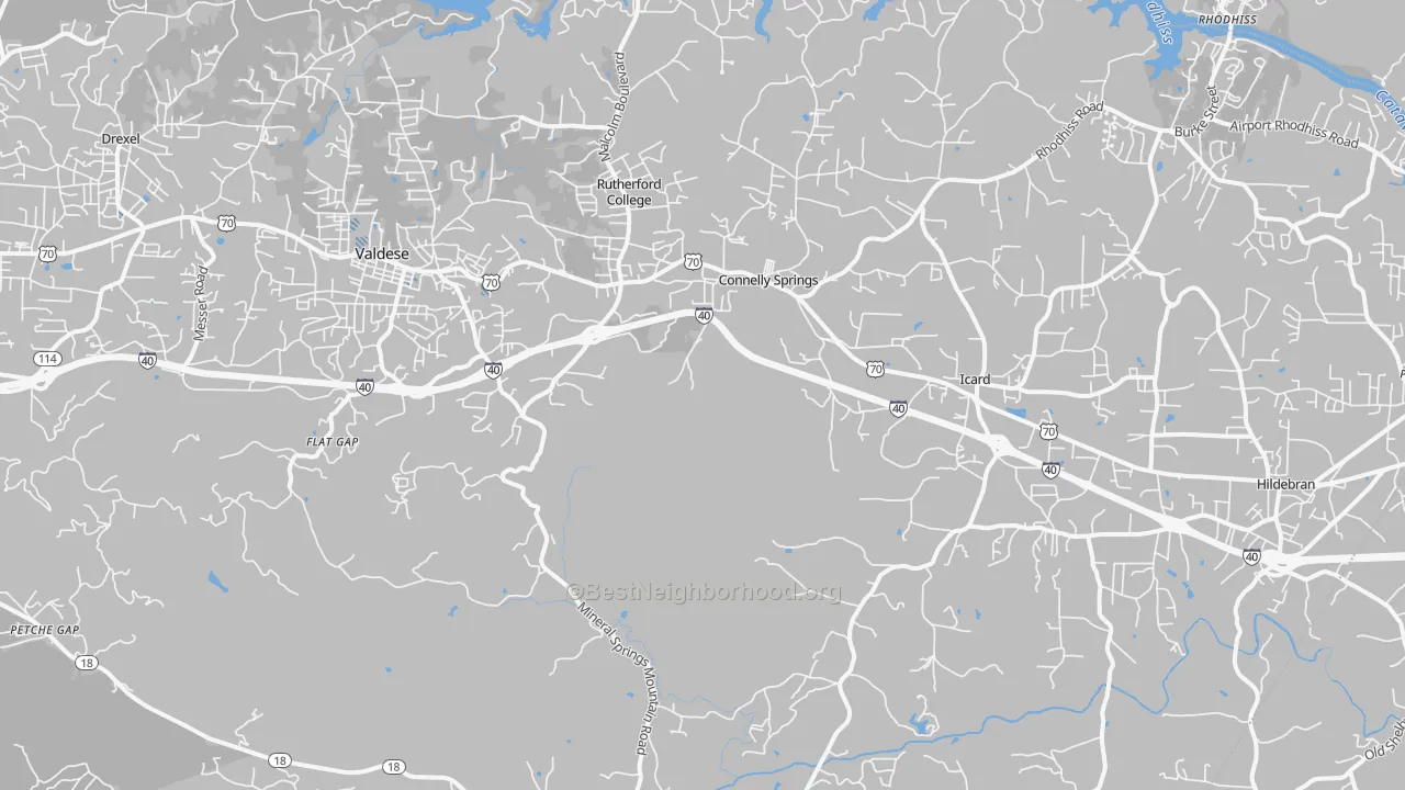 Transit Grade map of Connelly Springs, NC