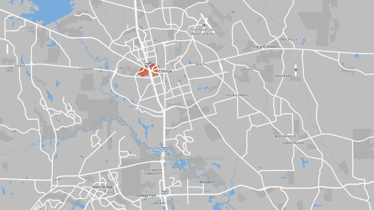 Transit Grade map of Conroe, TX