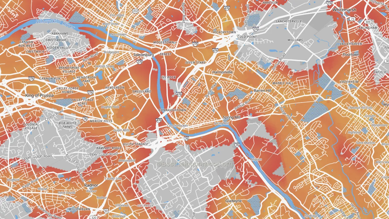 Transit Grade map of Conshohocken, PA