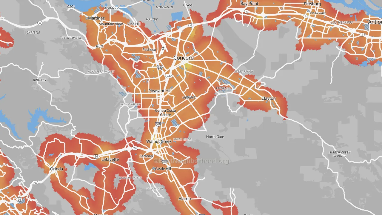 Transit Grade map of Contra Costa County, CA