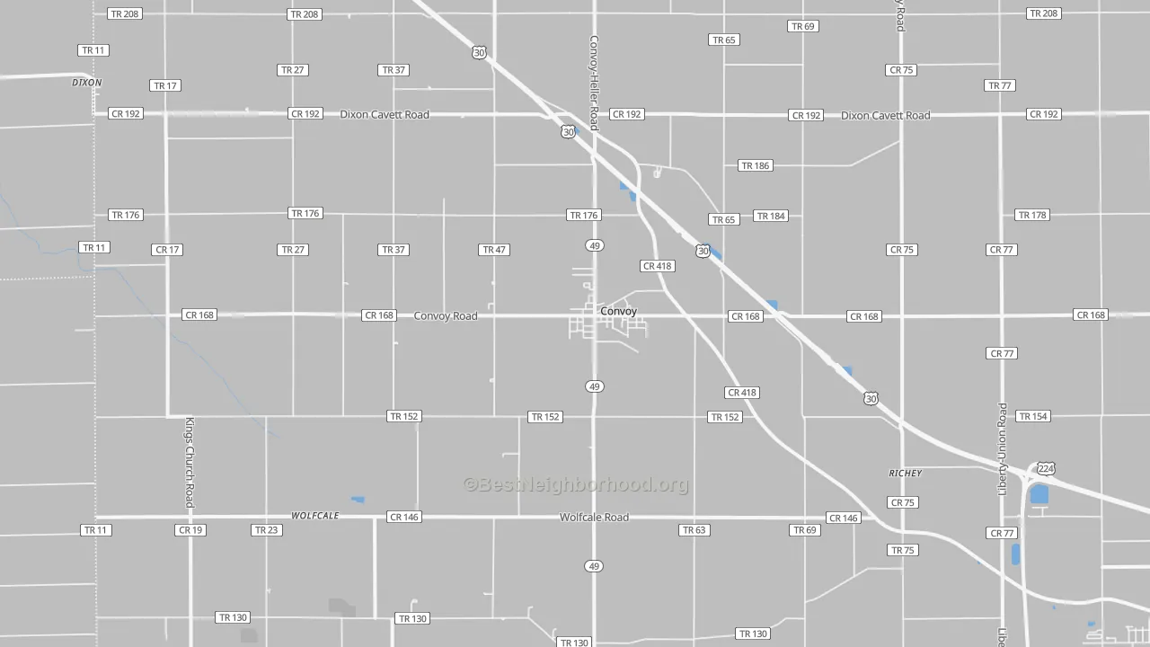 Transit Grade map of Convoy, OH
