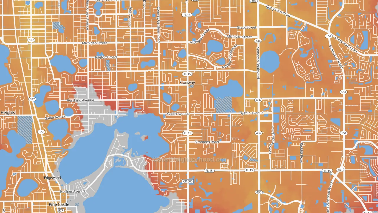 Transit Grade map of Conway, FL