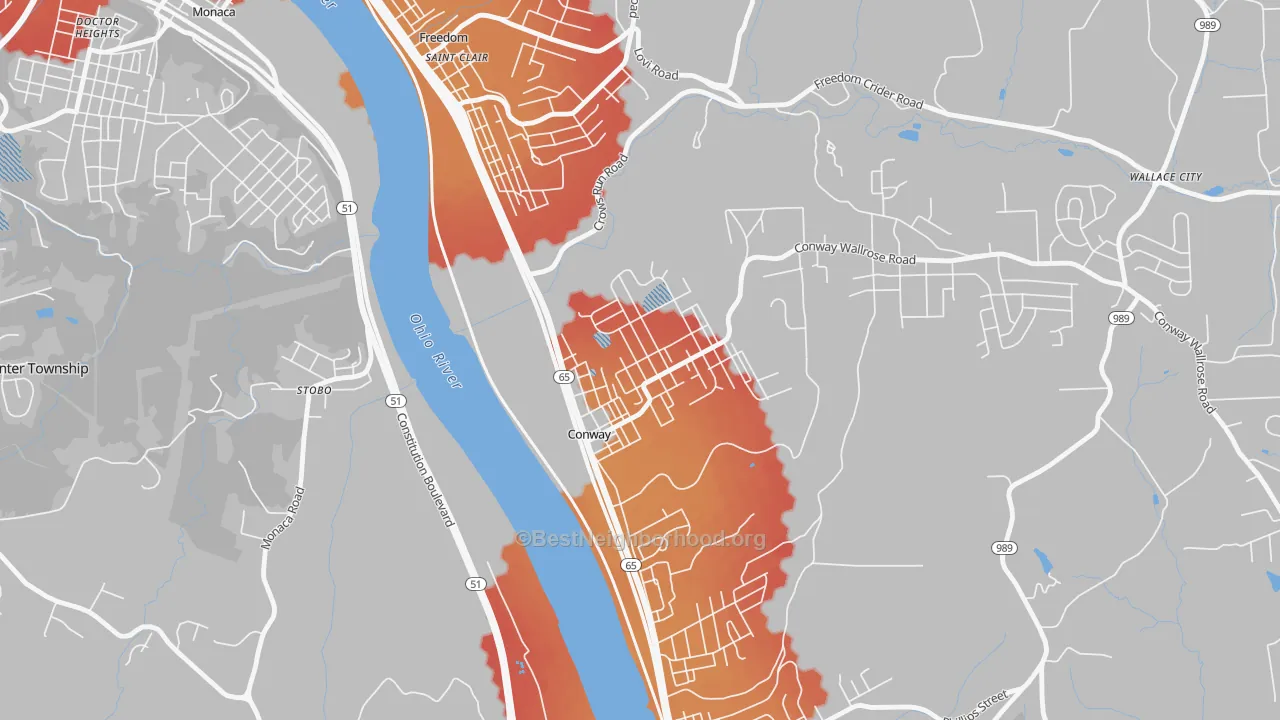Transit Grade map of Conway, PA