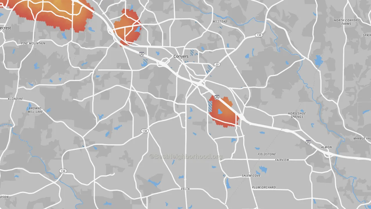 Transit Grade map of Conyers, GA