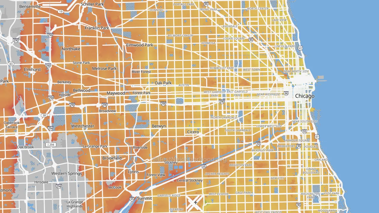 Transit Grade map of Cook County, IL