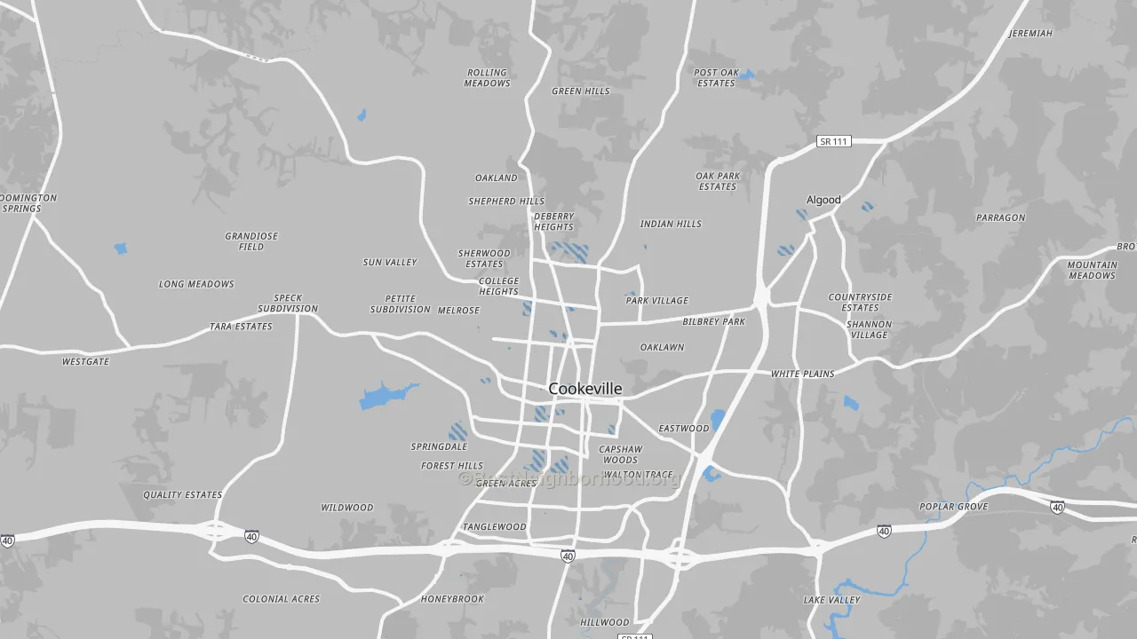 Transit Grade map of Cookeville, TN