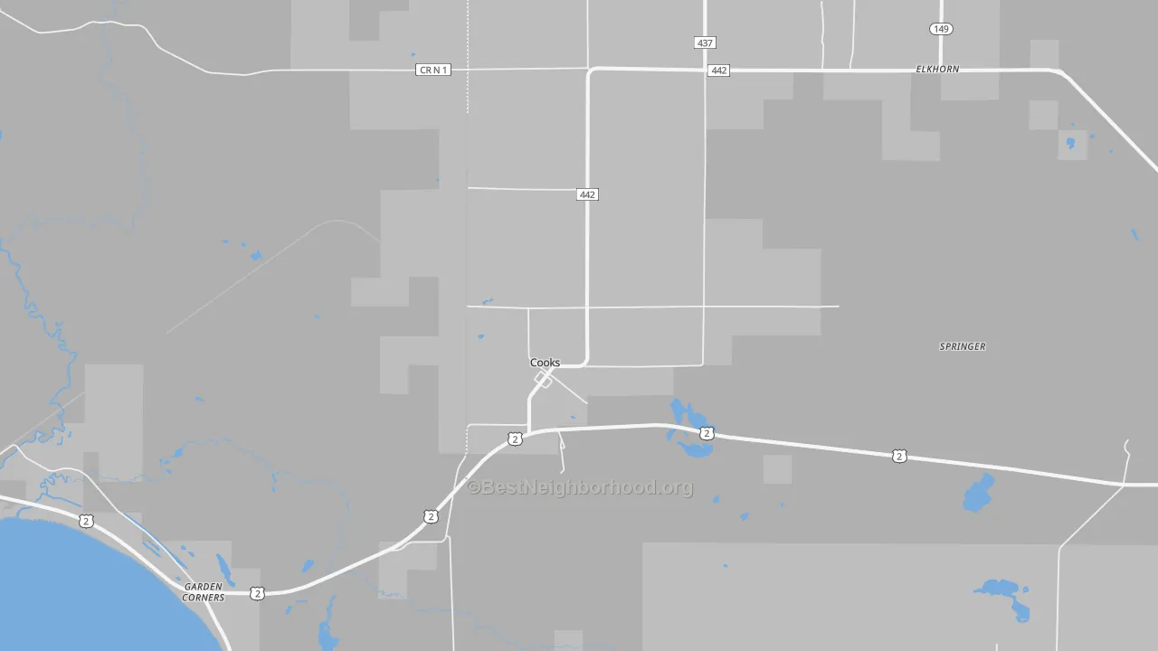 Transit Grade map of Cooks, MI