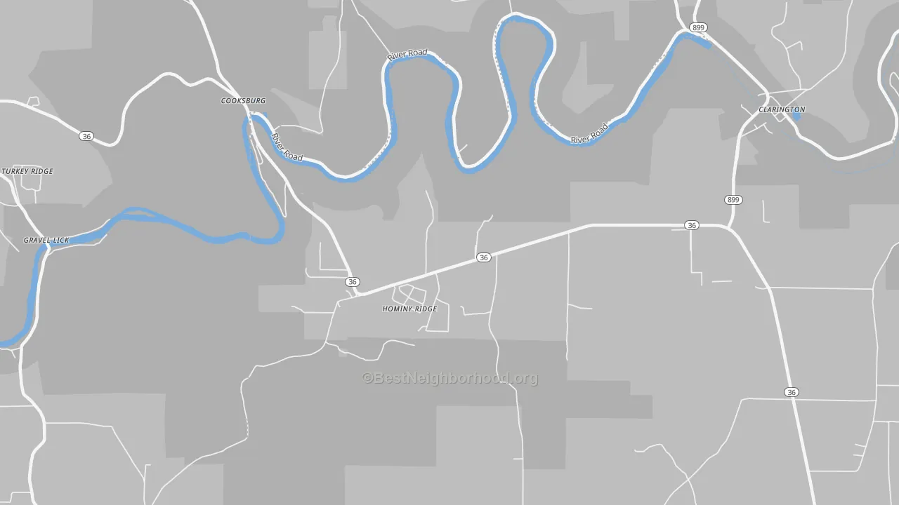 Transit Grade map of Cooksburg, PA