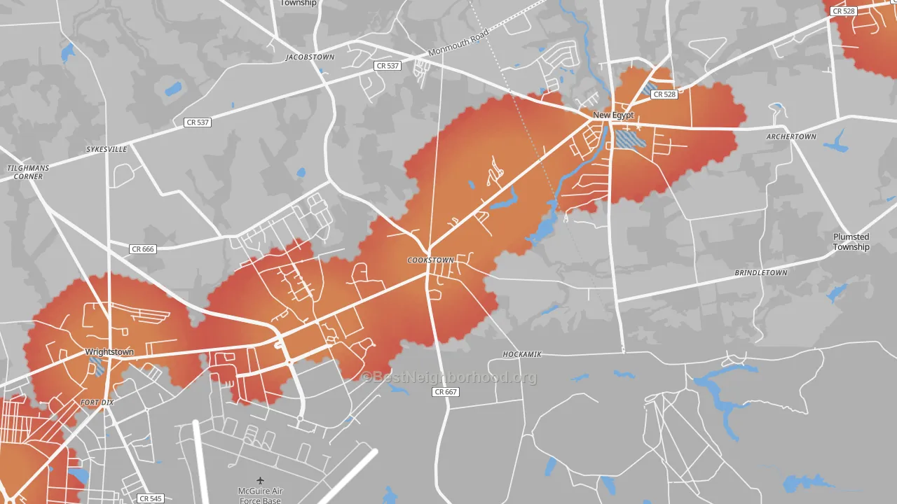 Transit Grade map of Cookstown, NJ