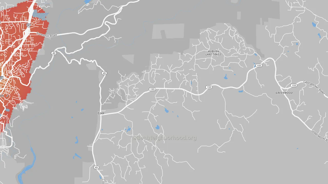 Transit Grade map of Cool, CA