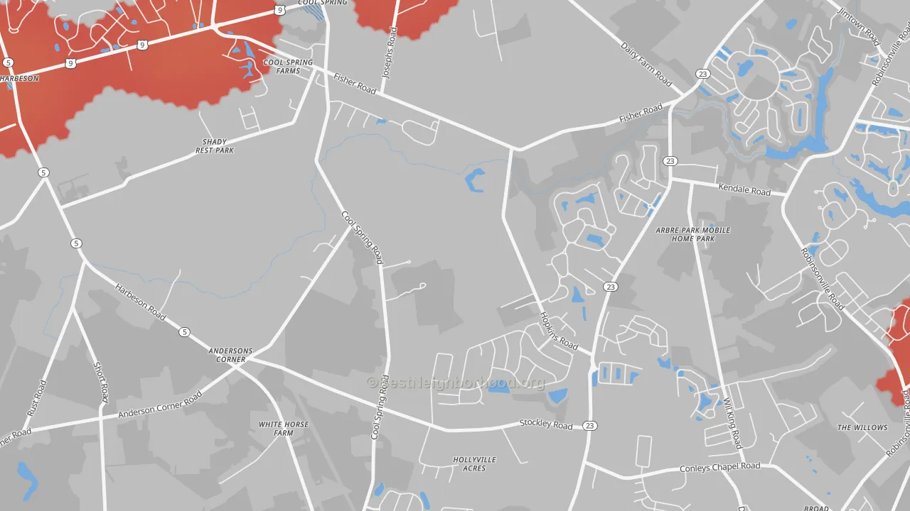 Transit Grade map of Cool Spring, DE