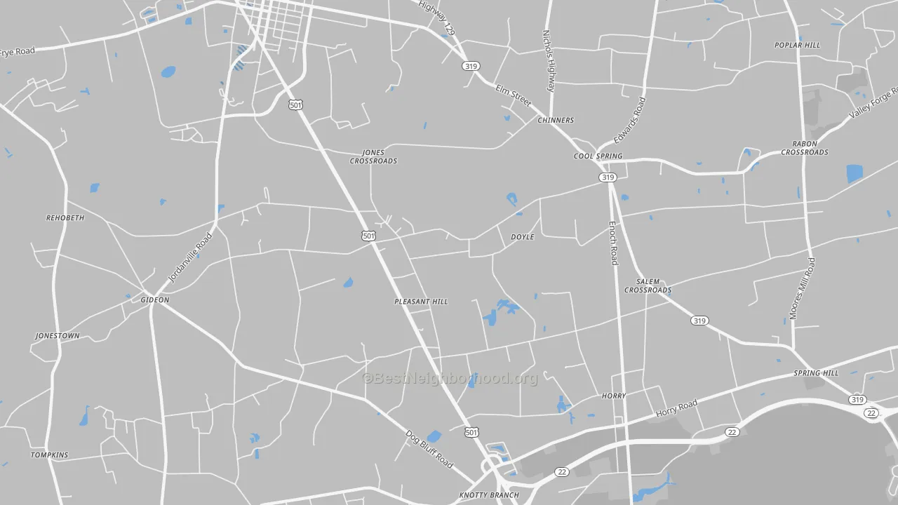Transit Grade map of Cool Spring, SC