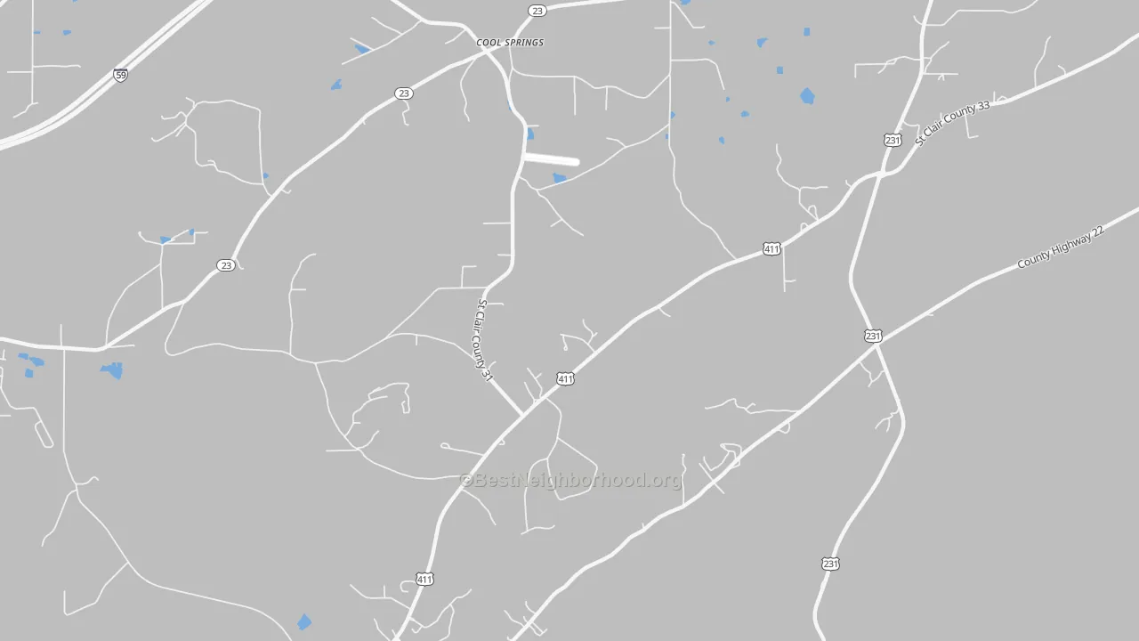 Transit Grade map of Cool Springs, AL
