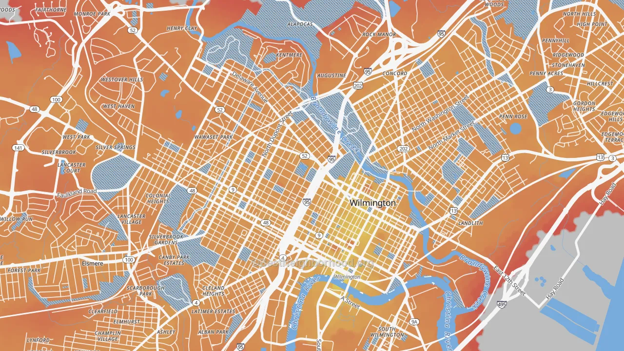 Transit Grade map of Cool Springs, Wilmington, DE