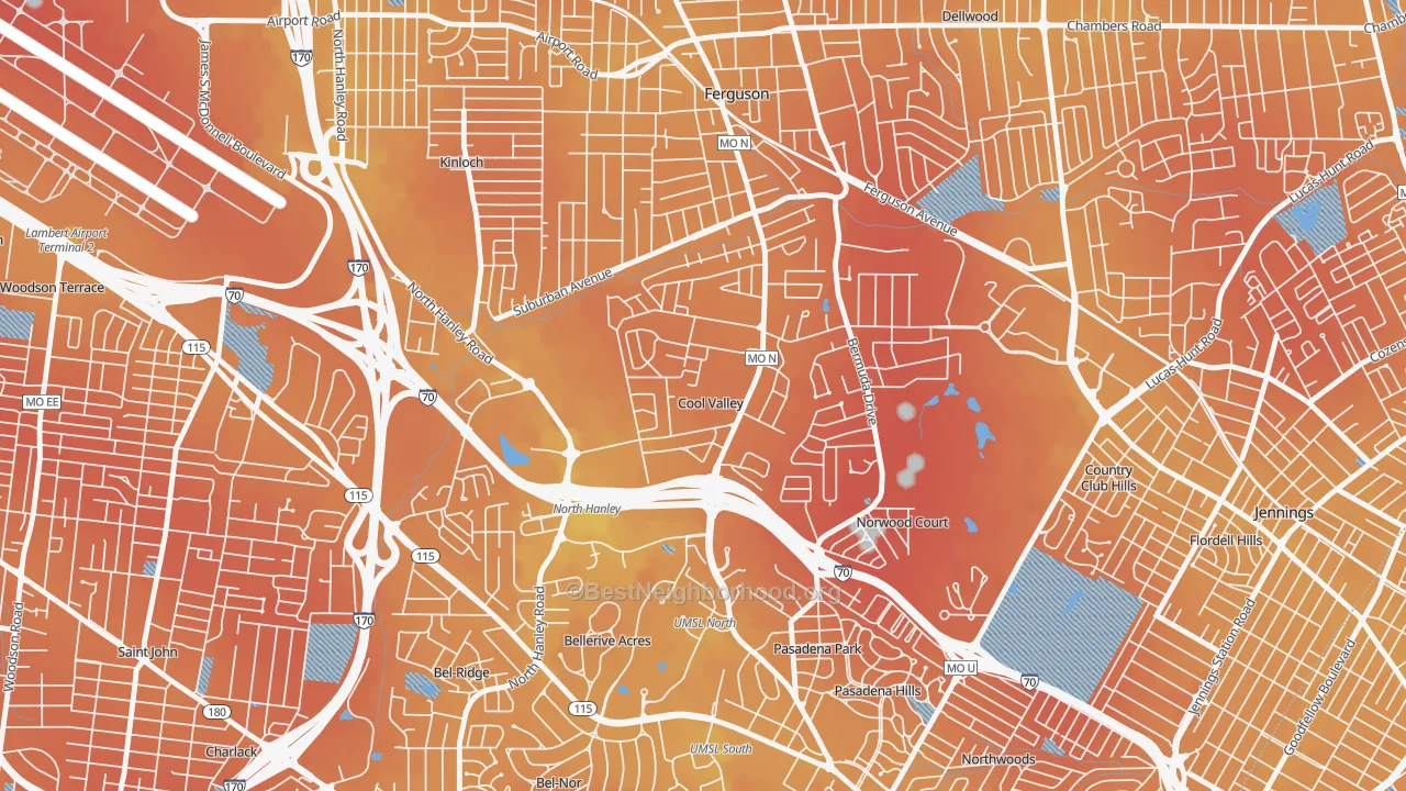 Transit Grade map of Cool Valley, MO