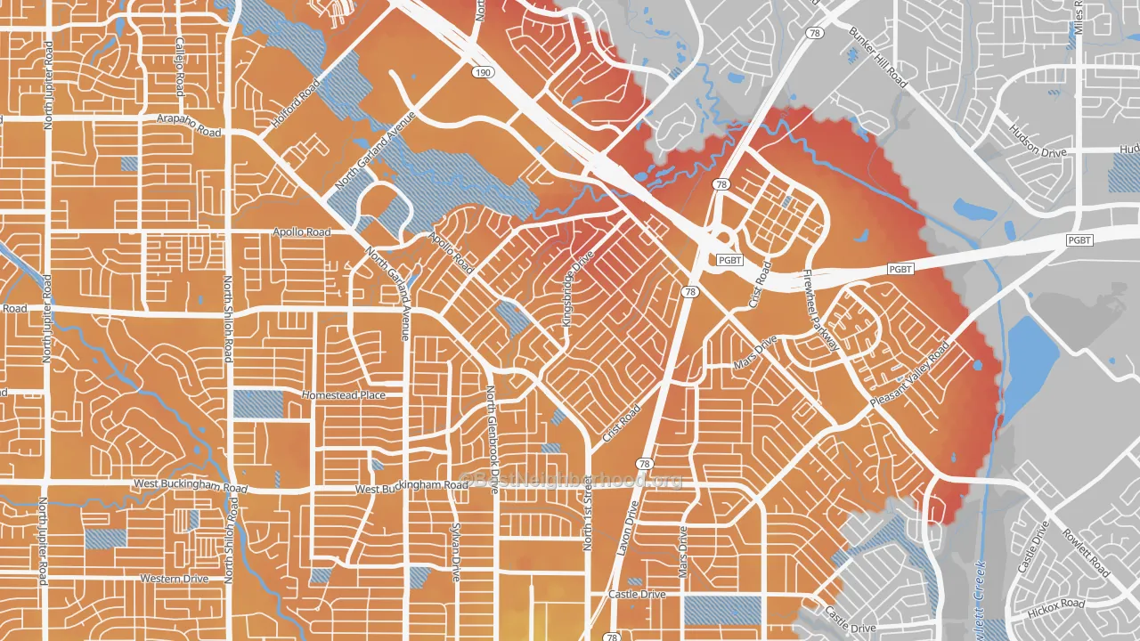 Transit Grade map of Coomer Creek, Garland, TX