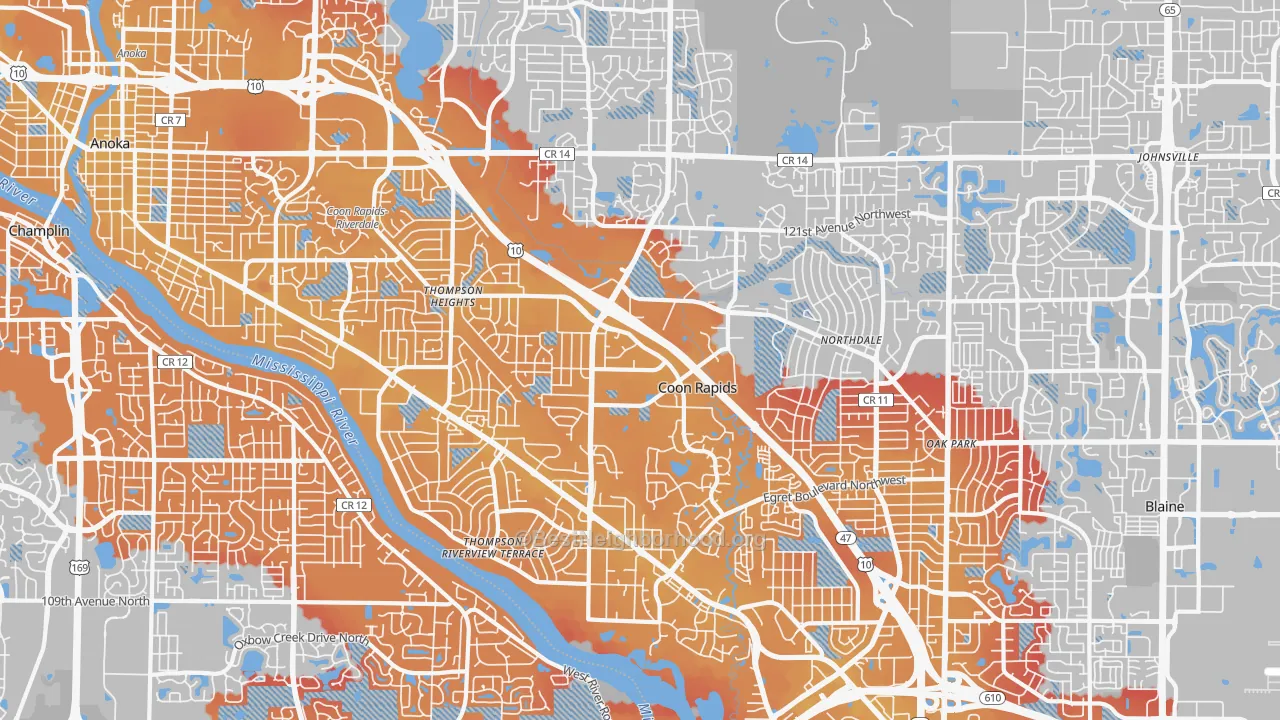 Transit Grade map of Coon Rapids, MN