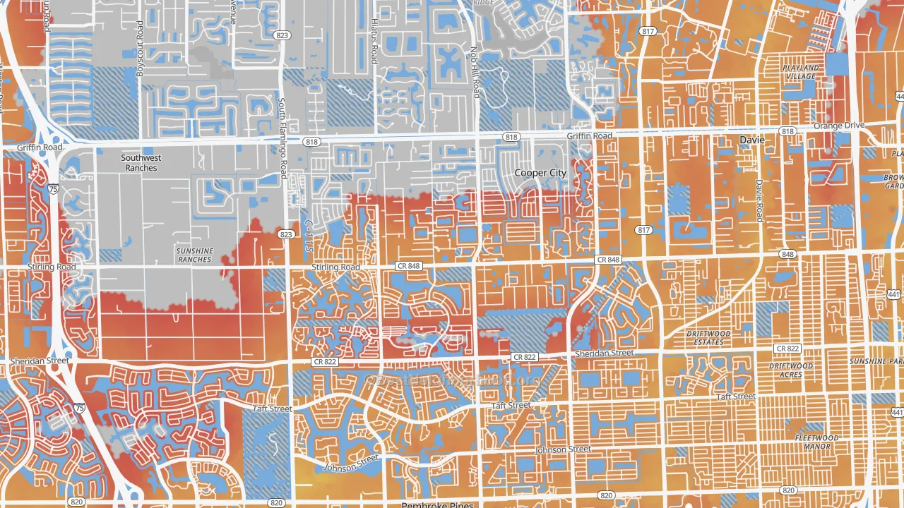 Transit Grade map of Cooper City, FL