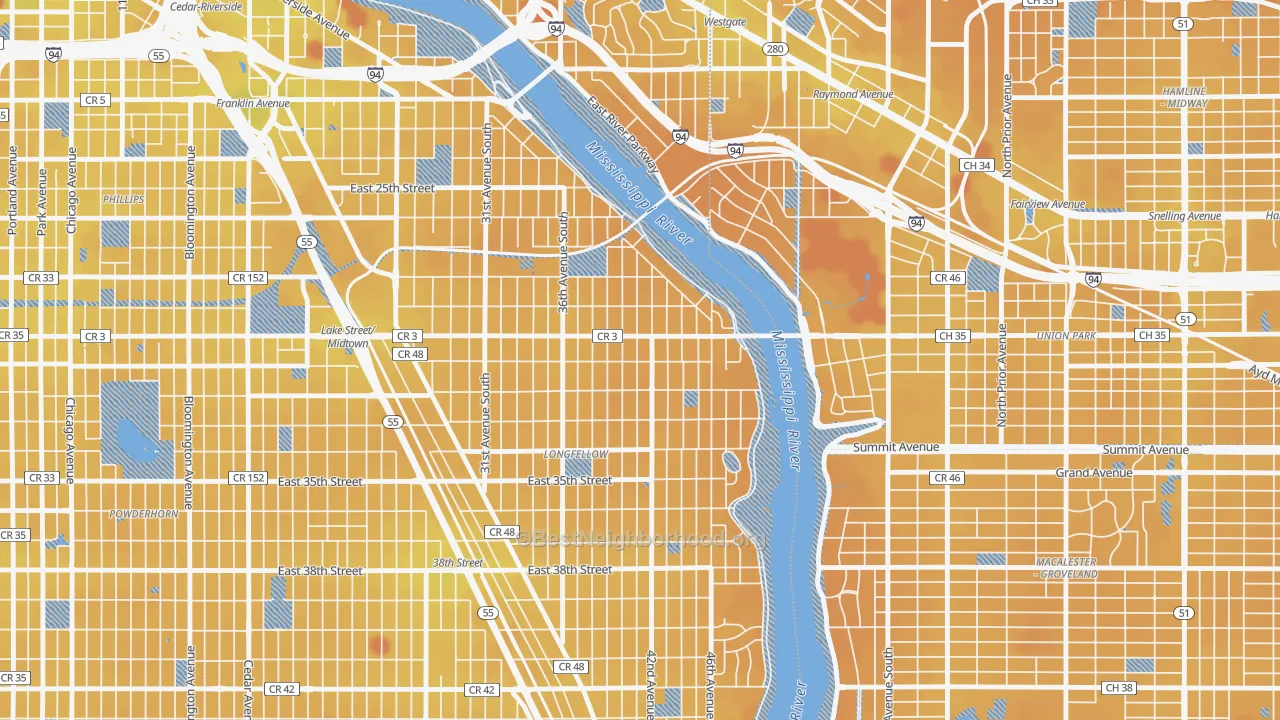 Transit Grade map of Cooper, Minneapolis, MN