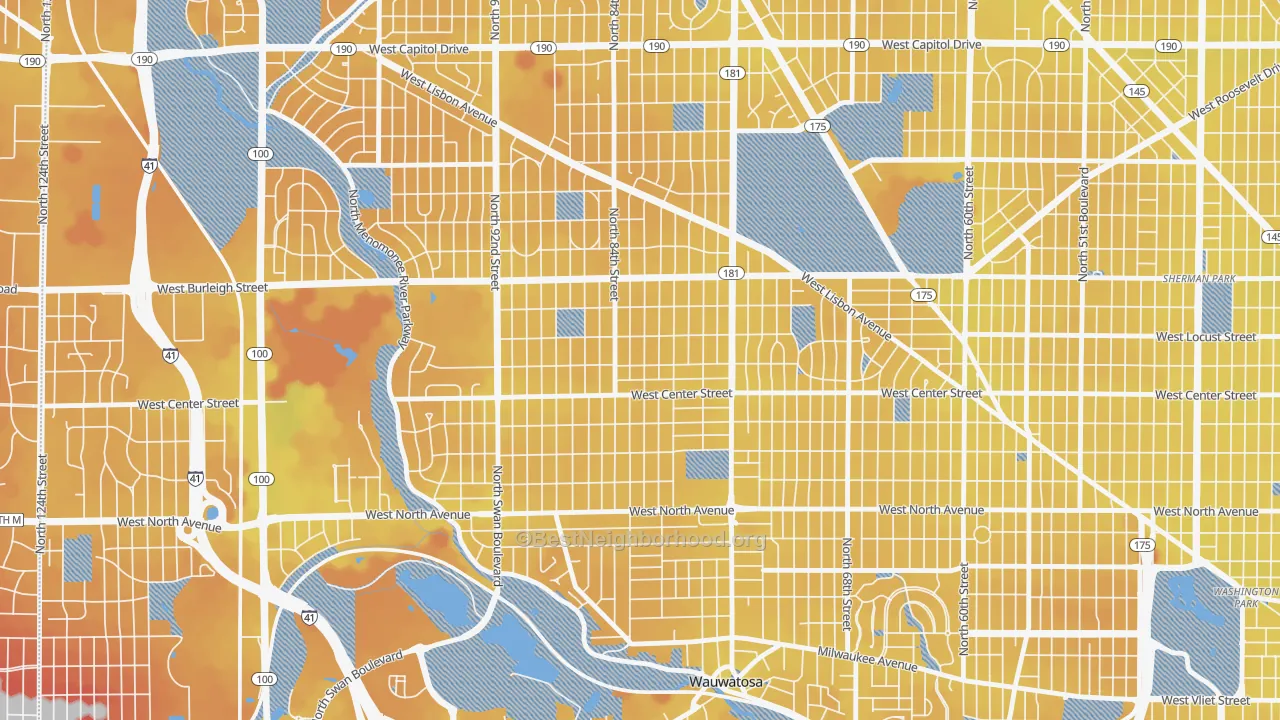 Transit Grade map of Cooper Park, Milwaukee, WI