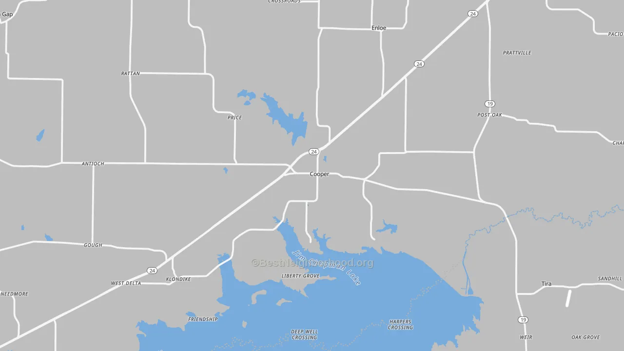 Transit Grade map of Cooper, TX
