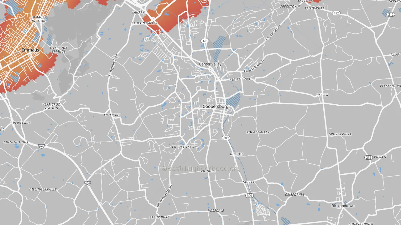 Transit Grade map of Coopersburg, PA