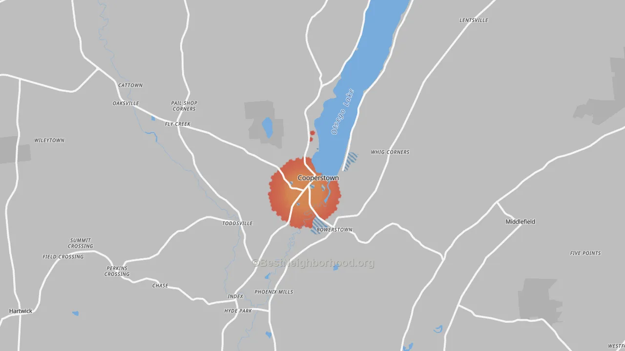 Transit Grade map of Cooperstown, NY