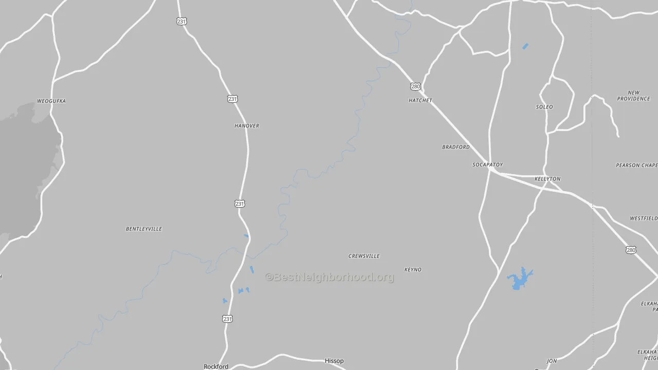 Transit Grade map of Coosa County, AL