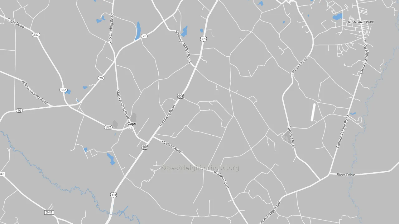 Transit Grade map of Cope, SC