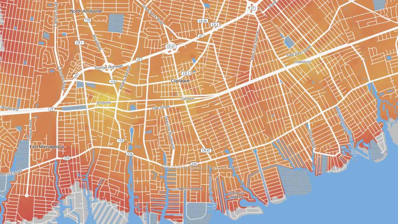 Transit Grade map of Copiague, NY