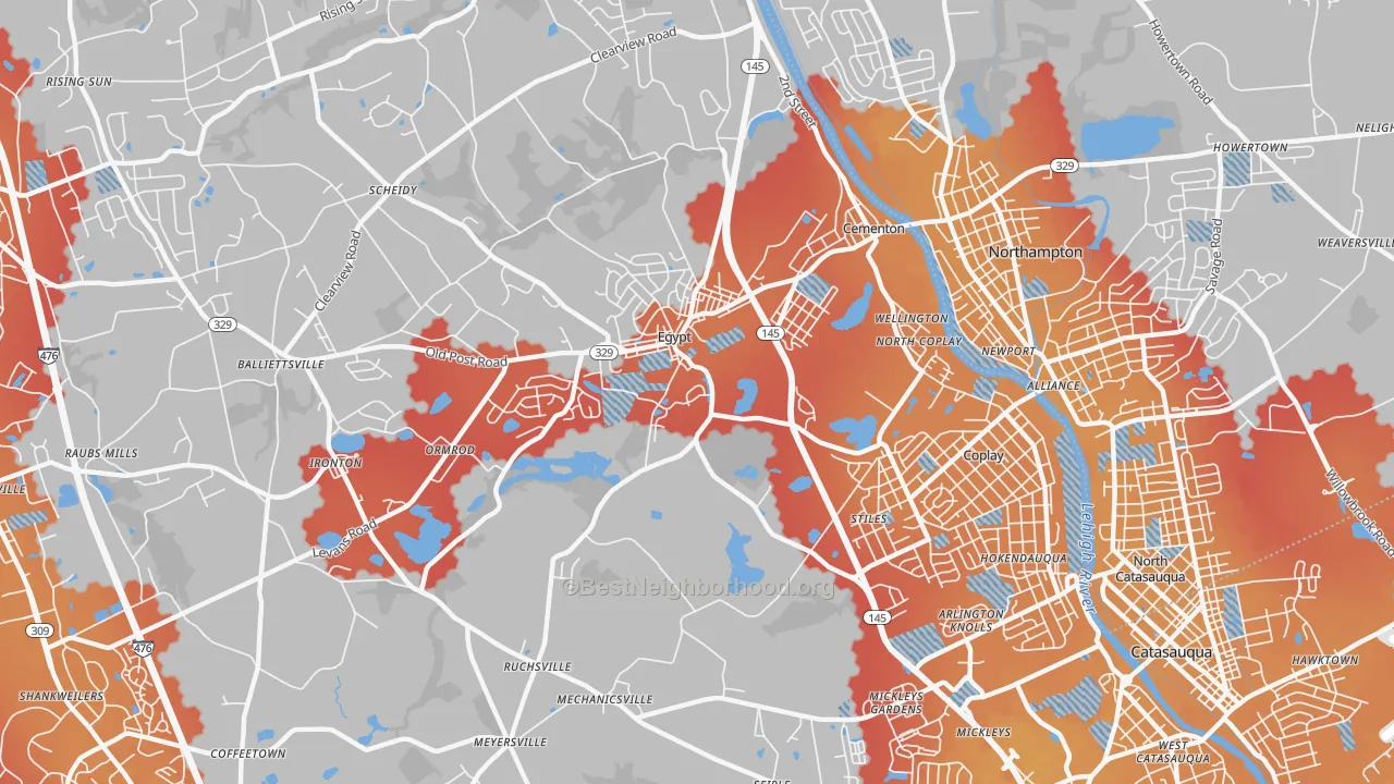 Transit Grade map of Coplay, PA