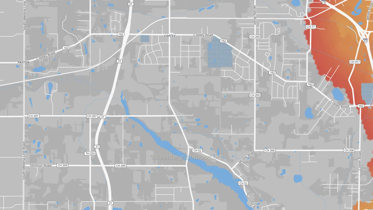 Transit Grade map of Copley, OH