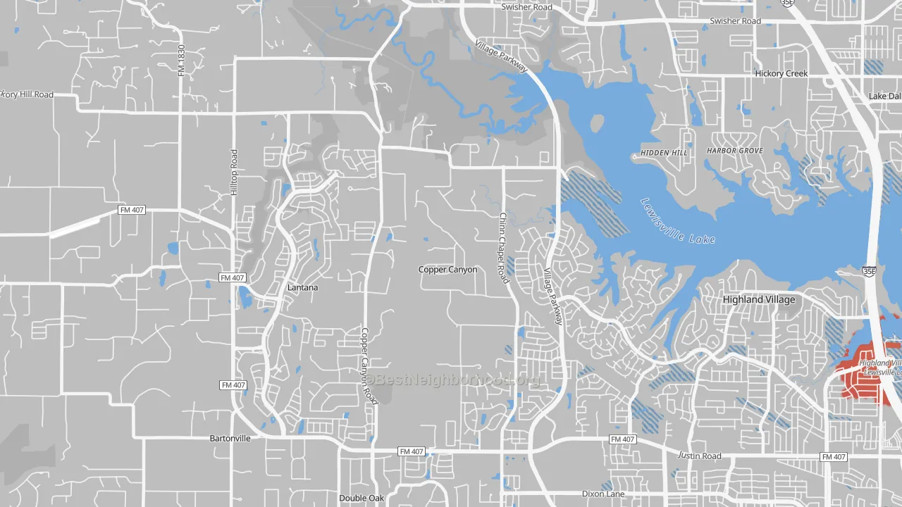 Transit Grade map of Copper Canyon, TX