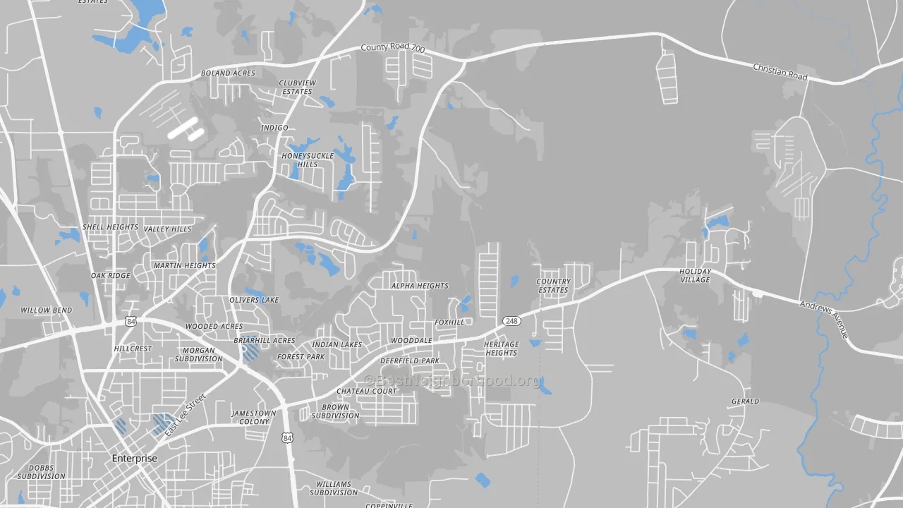 Transit Grade map of Coppinville, AL
